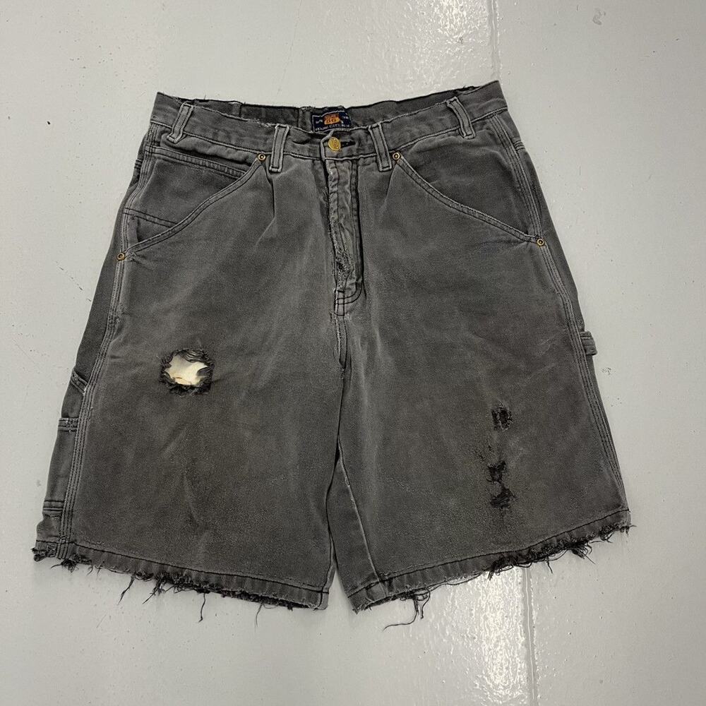 Vintage Y2k Route 66 Grey Faded Distressed Denim Jorts 32x10